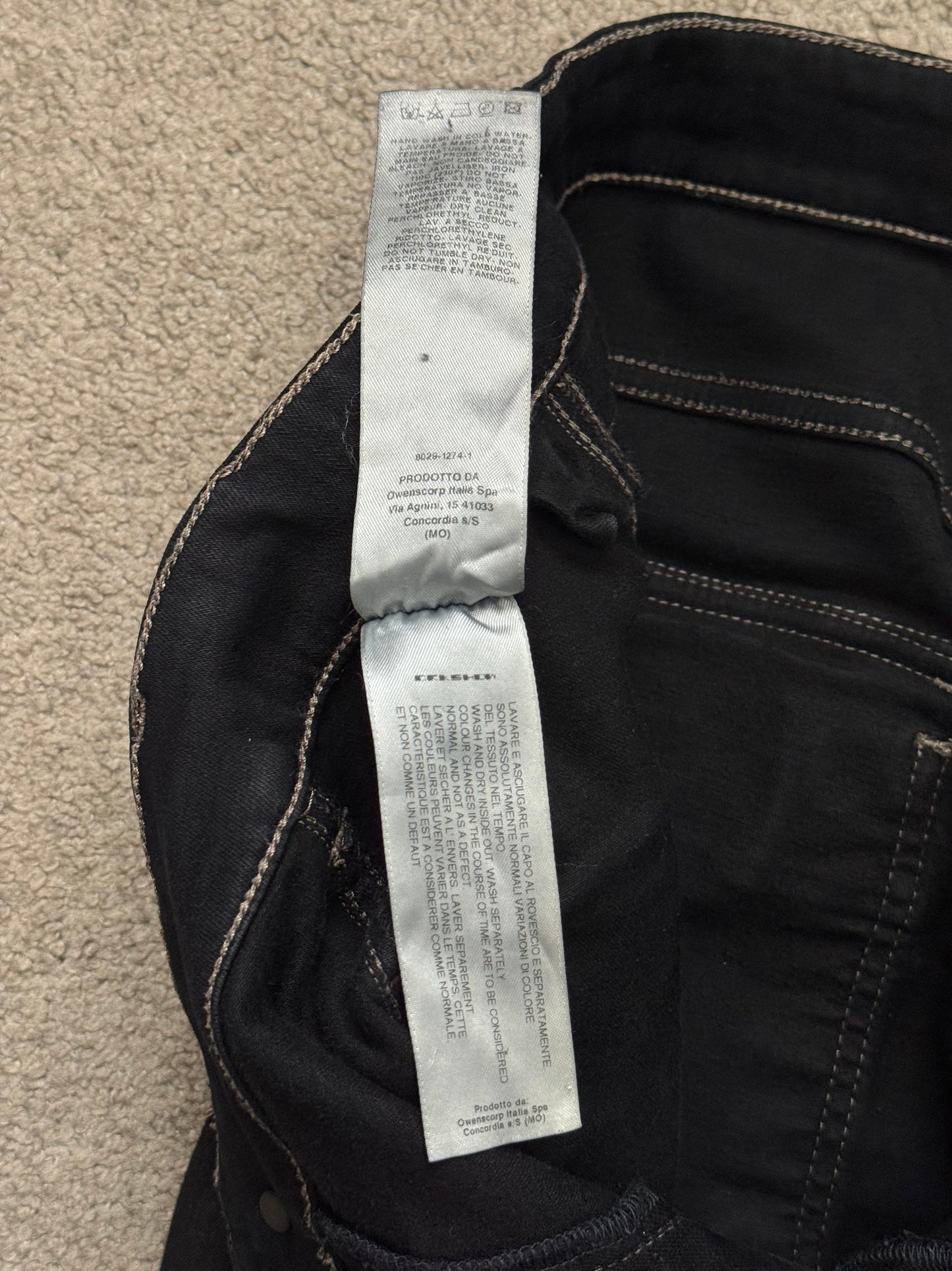 SS17 Rick Owens DRKSHDW Black Waxed Memphis Biker Denim Jeans