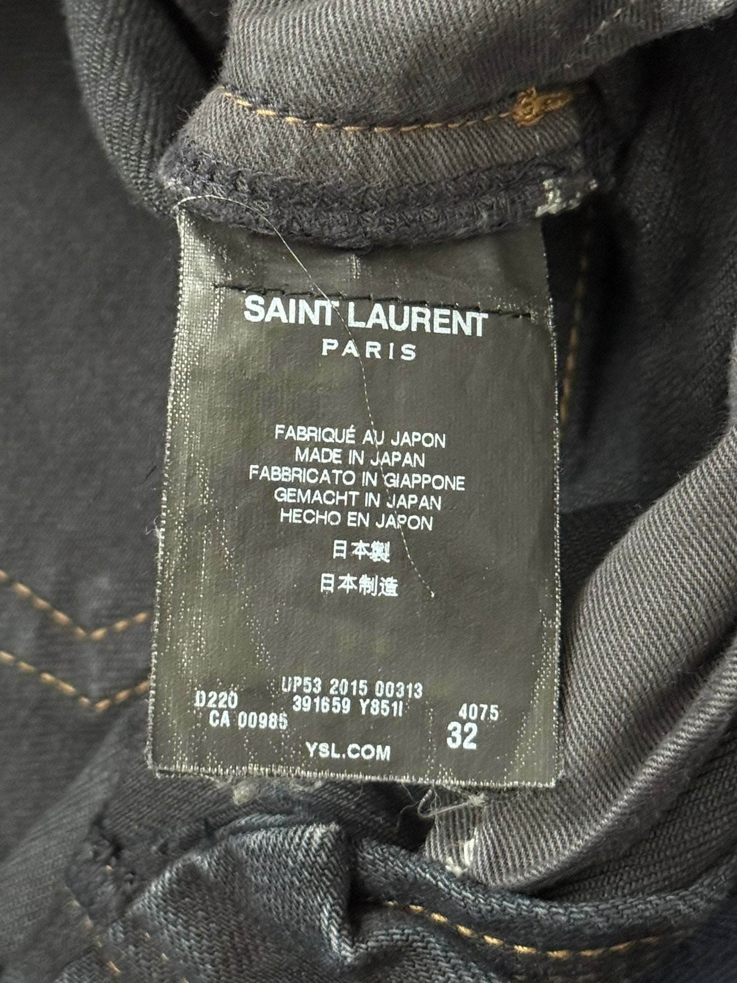FW15 Saint Laurent by Hedi Slimane Scab Crash Distressed D02 Denim Jeans