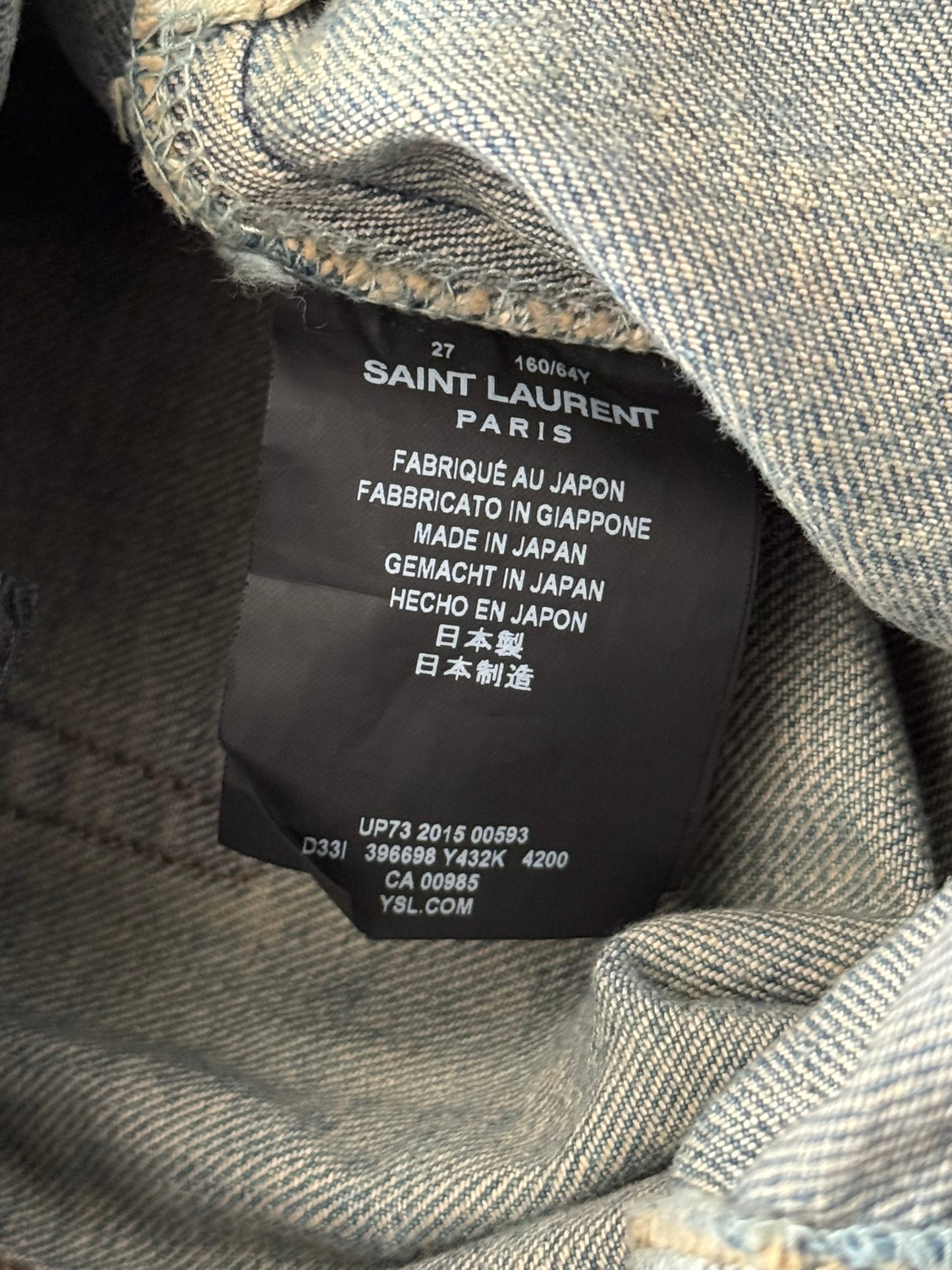 FW15 Saint Laurent by Hedi Slimane Crash Distressed D01 Denim Jeans