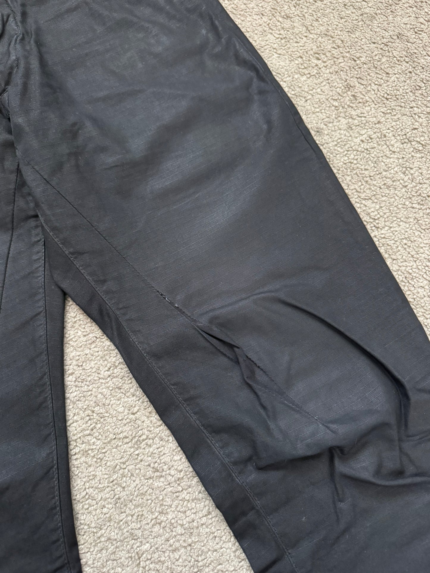 2010s Rick Owens DRKSHDW Black Waxed Ripstop Detroit Pants