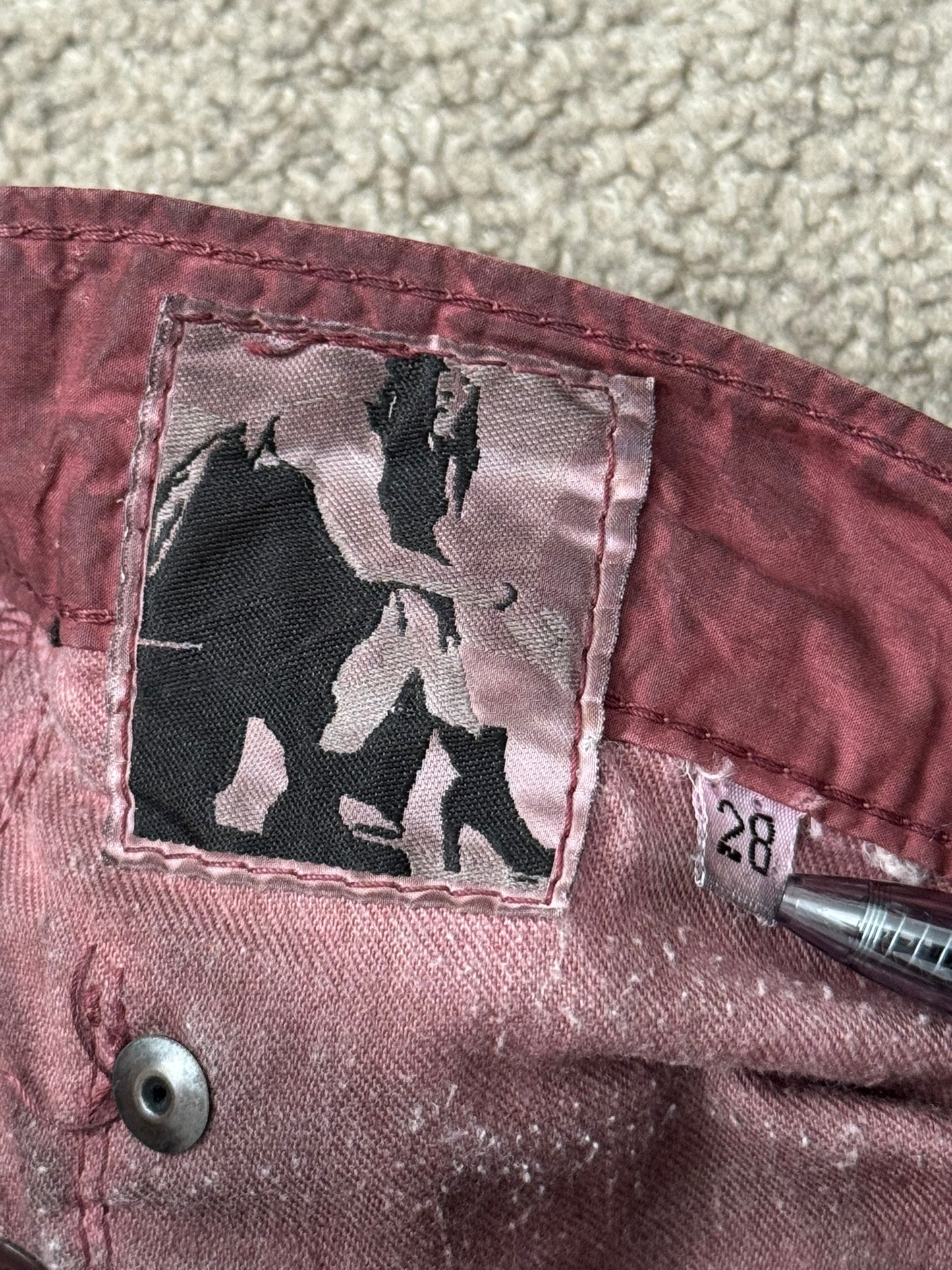 2000s Rick Owens DRKSHDW Red Lightweight Detroit Poplin Pants