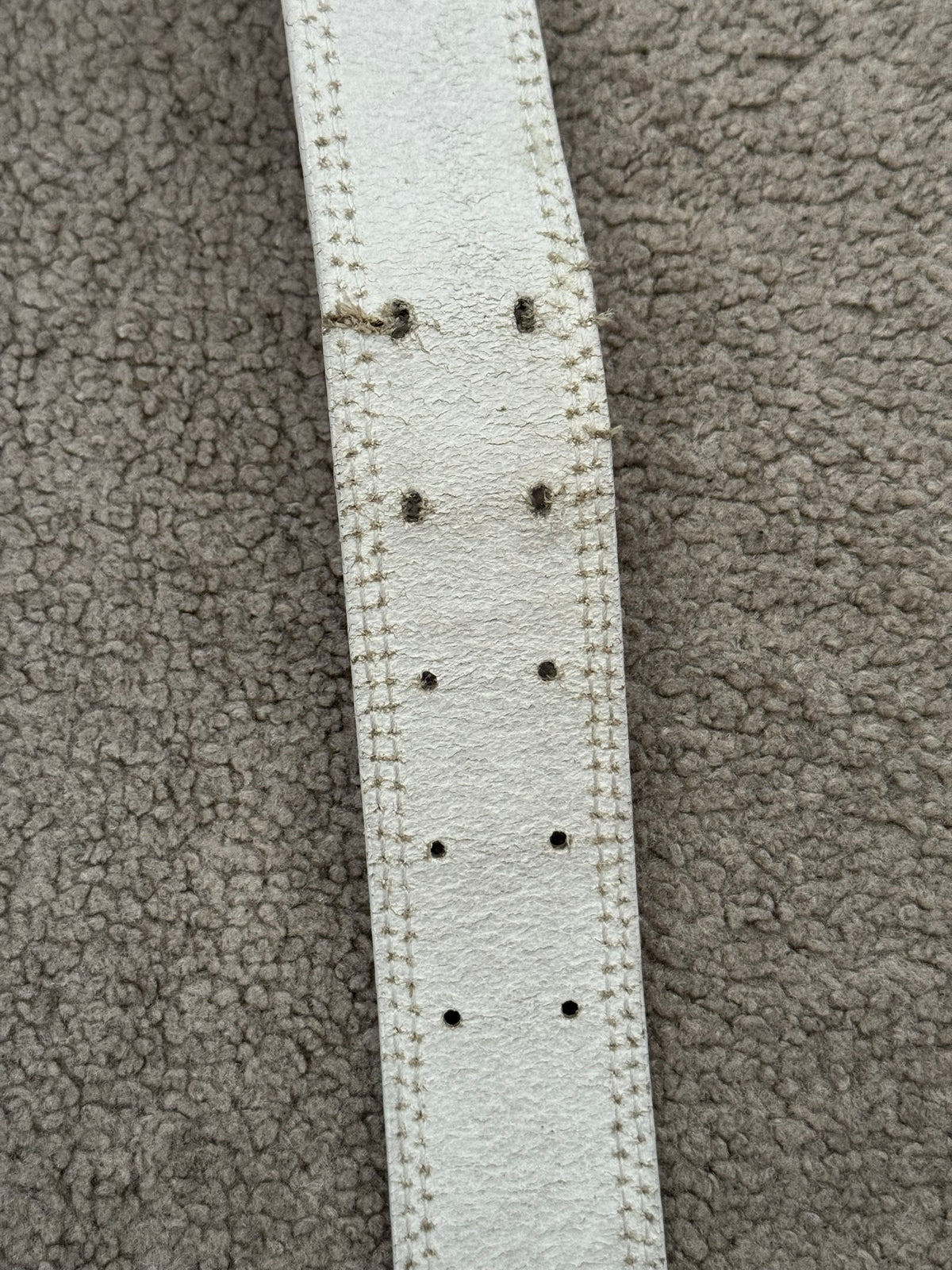 SS05 Dior Homme by Hedi Slimane Double Prong White Leather Belt