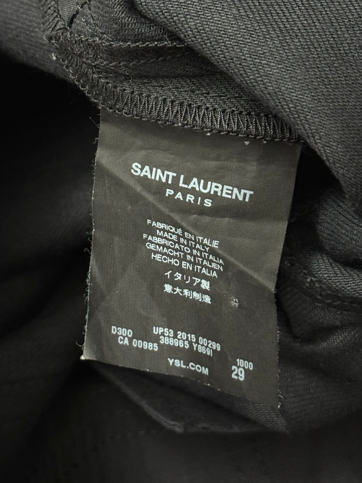 FW15 Saint Laurent by Hedi Slimane Black Waxed D10 Denim Jeans