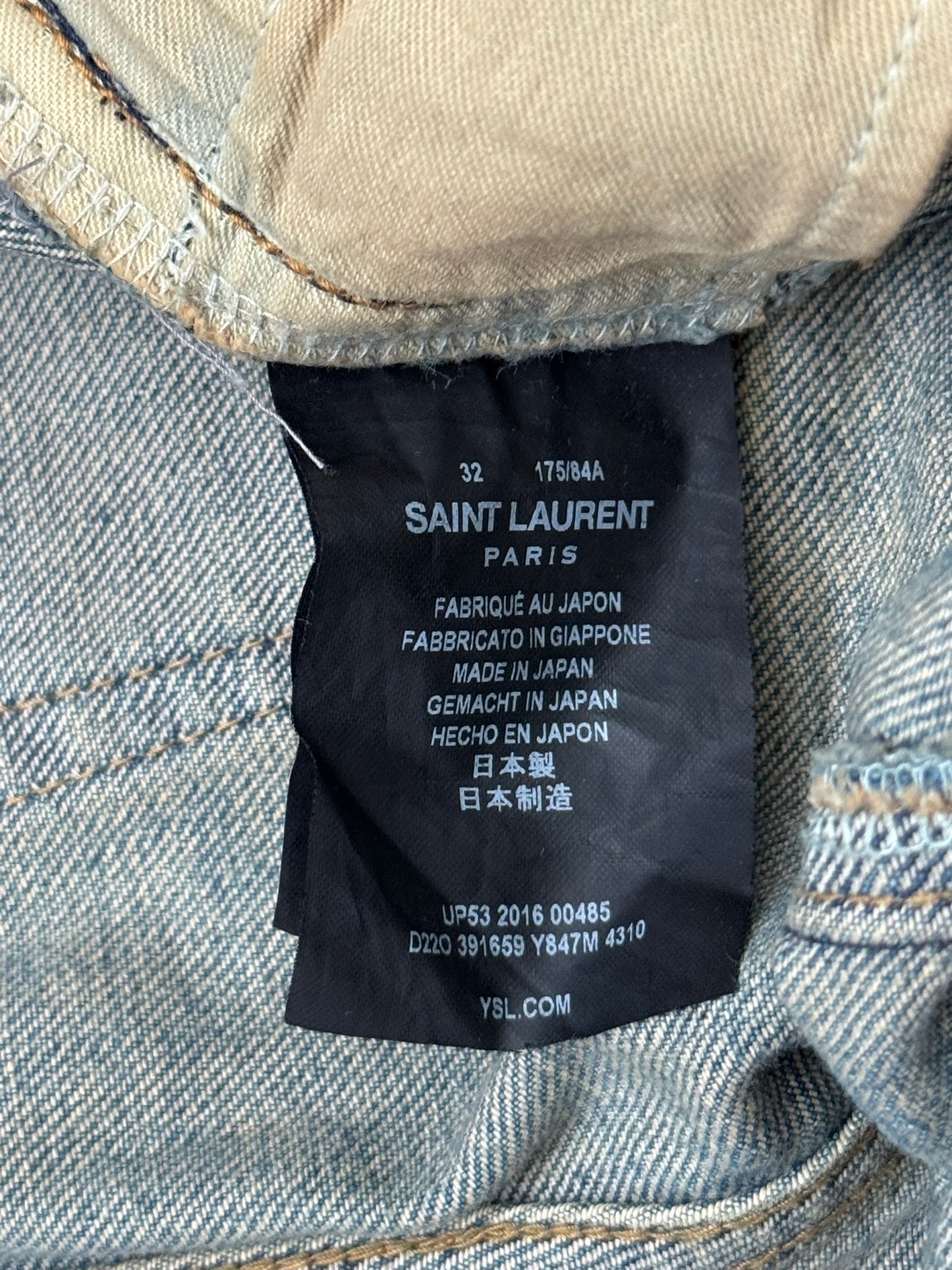 FW16 Saint Laurent by Hedi Slimane Crash Distressed D02 Denim Jeans