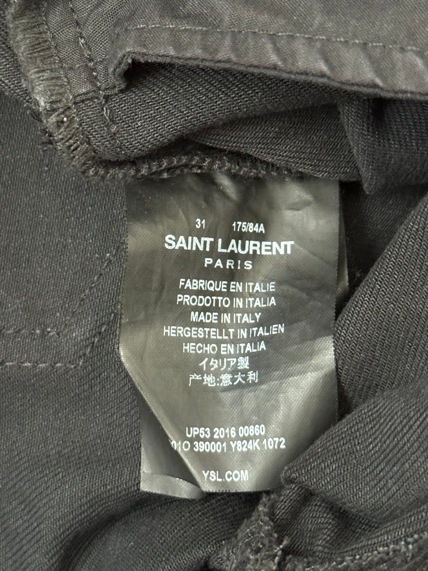 SS16 Saint Laurent by Hedi Slimane "Nightrider" Black Waxed D02 Denim Jeans