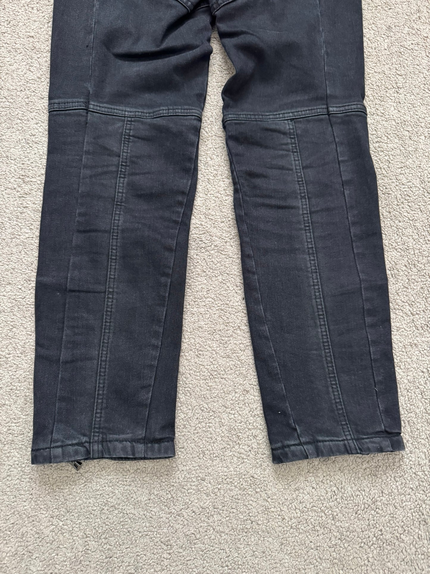 Balmain by Olivier Rousteing Black Waxed Biker Denim Jeans