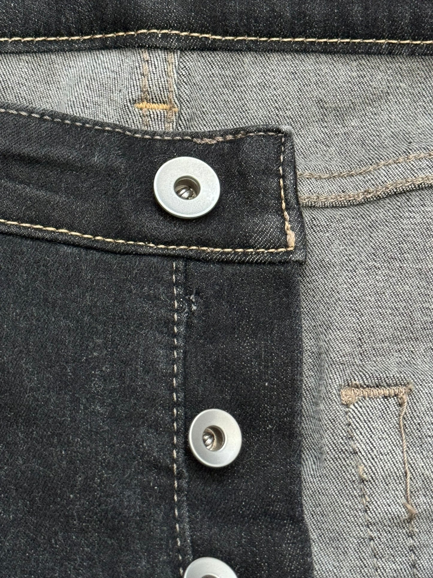 FW21 Rick Owens DRKSHDW Black Foil Waxed Detroit Denim Jeans