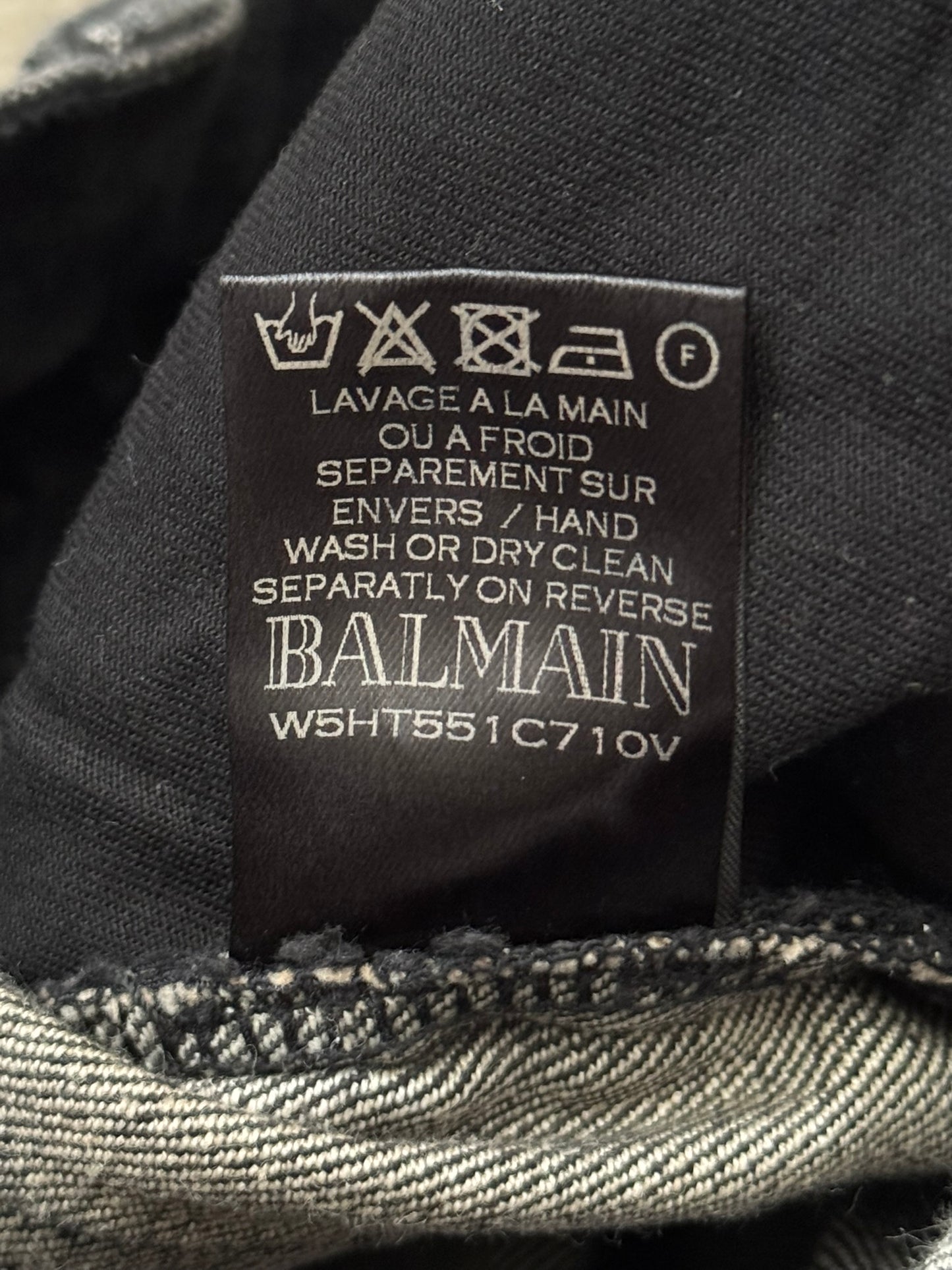 Balmain by Olivier Rousteing Distressed Zip Biker Denim Jeans