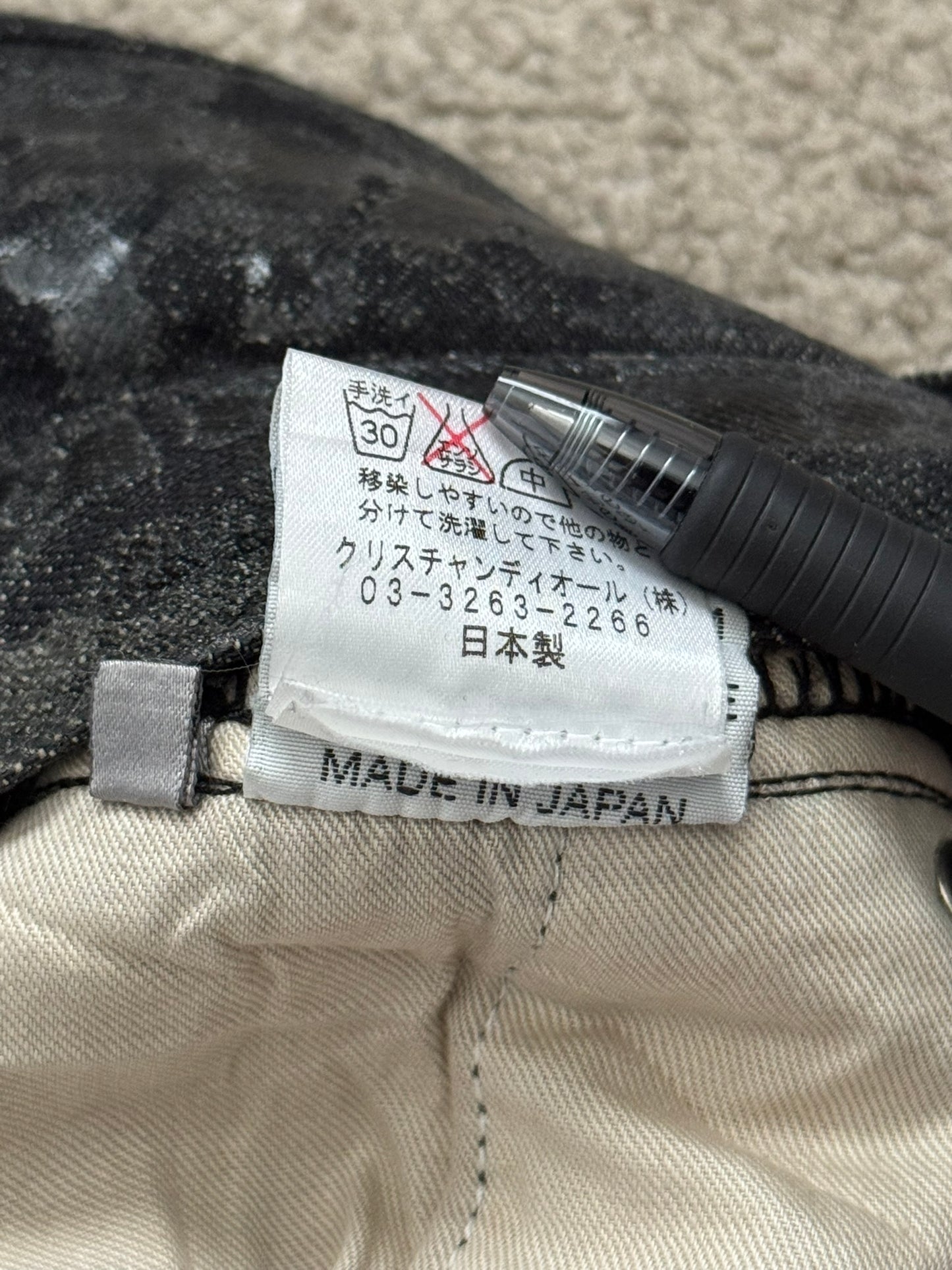 AW03 Dior Homme by Hedi Slimane “Luster” Black Waxed Clawmark Denim Jeans