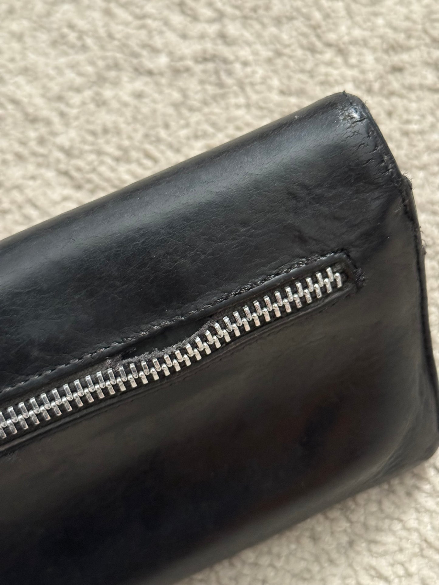 Chrome Hearts "Wave" Maltese Cross Dagger Zip Leather Wallet