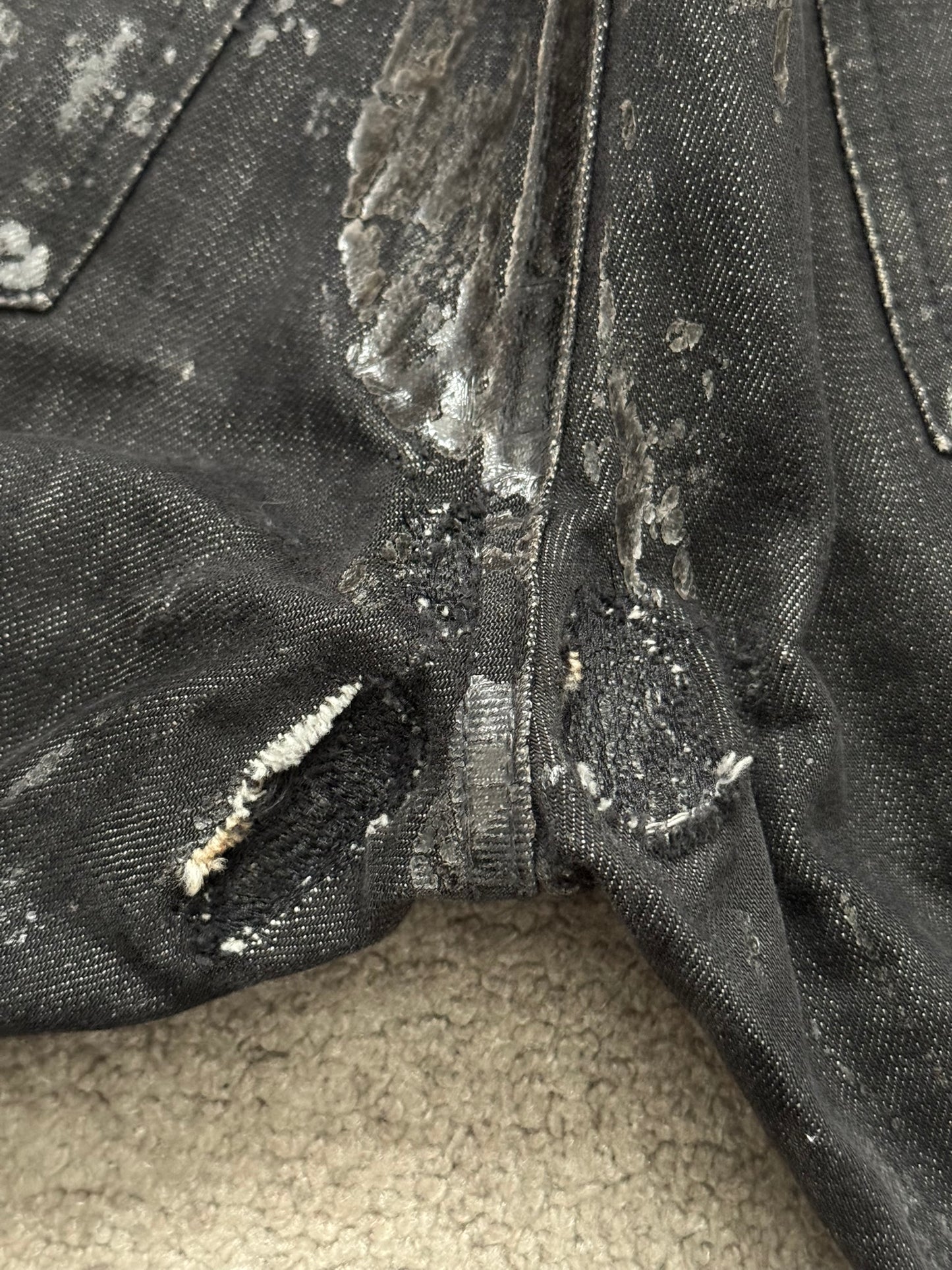 AW07 Dior Homme by Hedi Slimane "Luster" Waxed Clawmark Denim Jeans