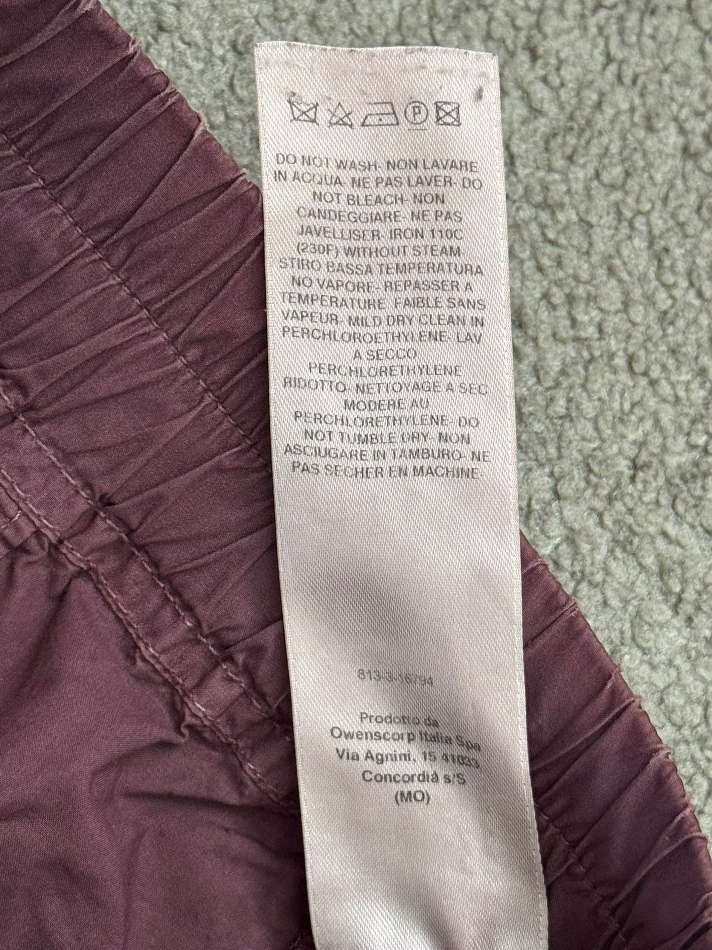 SS21 Rick Owens DRKSHDW Cherry Waxed Creatch Cargo Pants