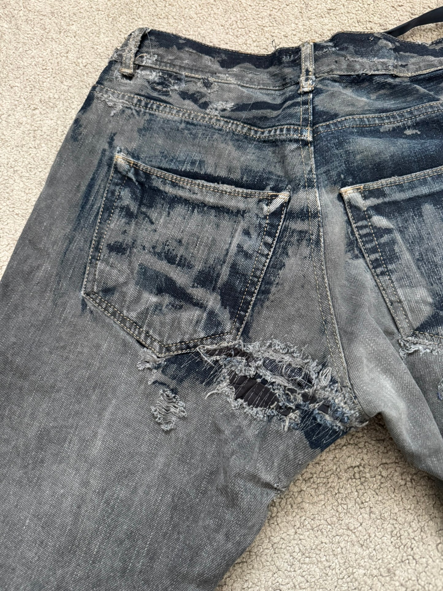 SS09 Rick Owens DRKSHDW "Strutter" Hogwash Repaired Detroit Denim Jeans