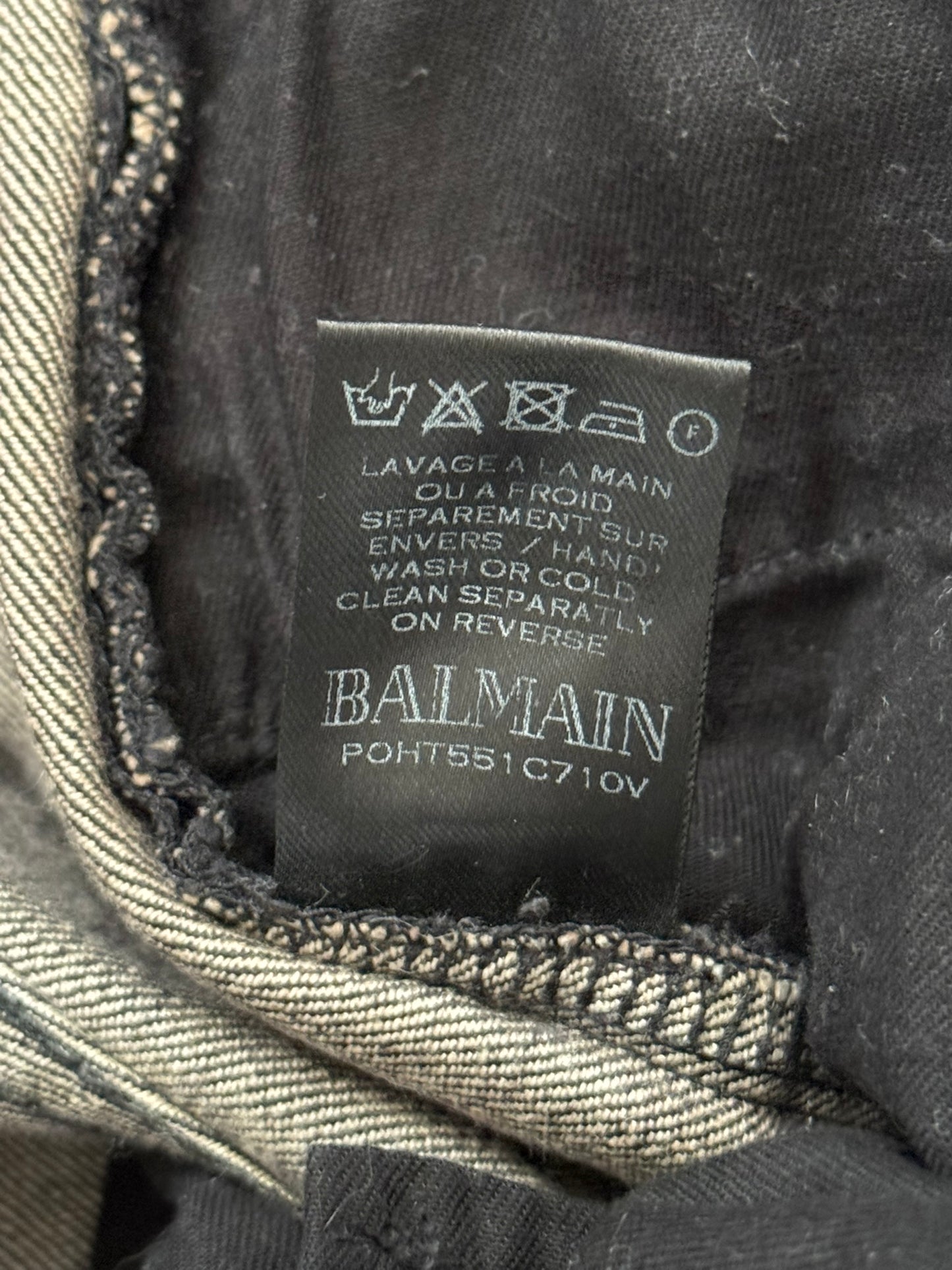 Balmain by Olivier Rousteing Distressed Zip Biker Denim Jeans