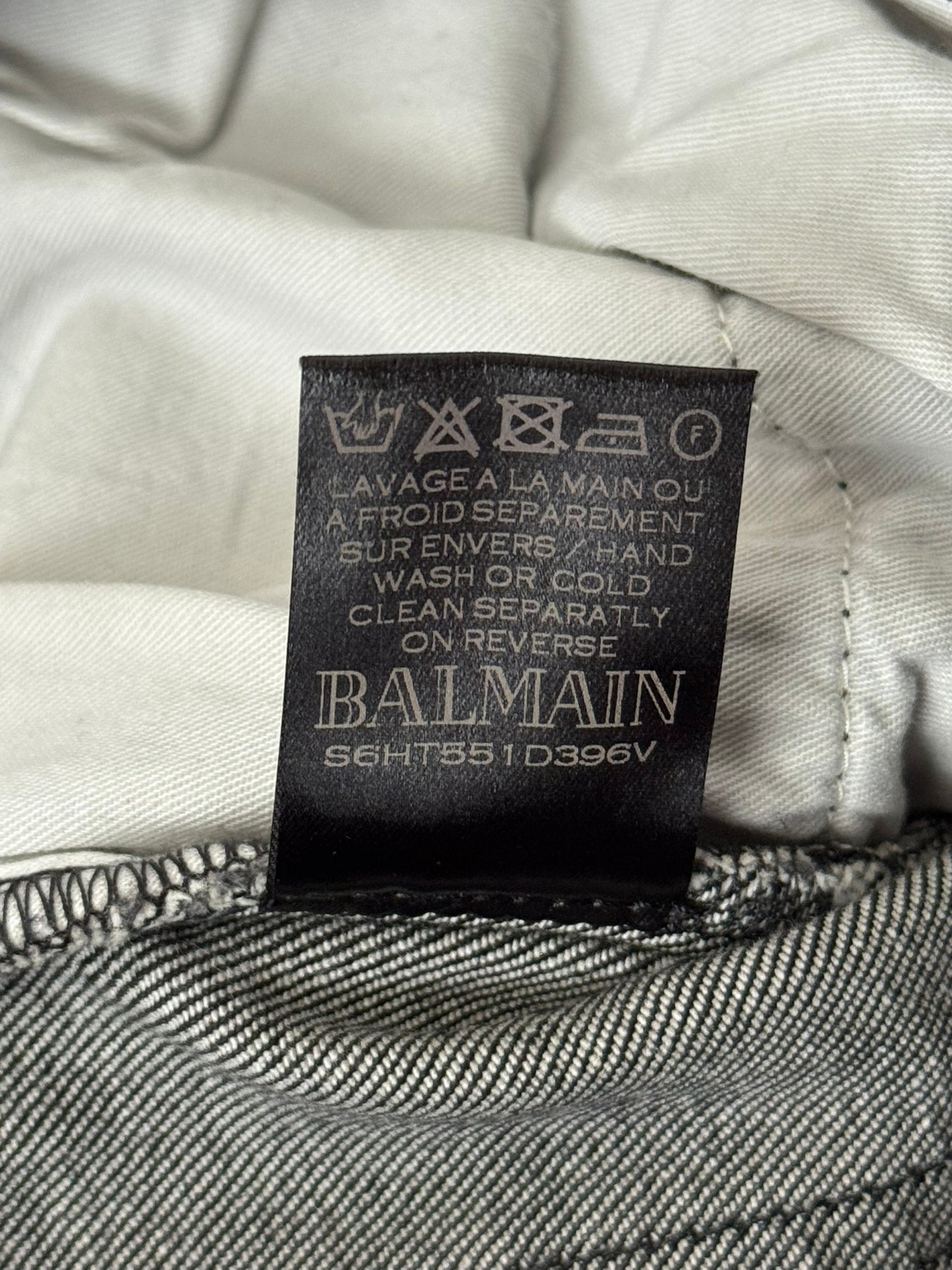 Balmain by Olivier Rousteing Distressed Zip Biker Denim Jeans