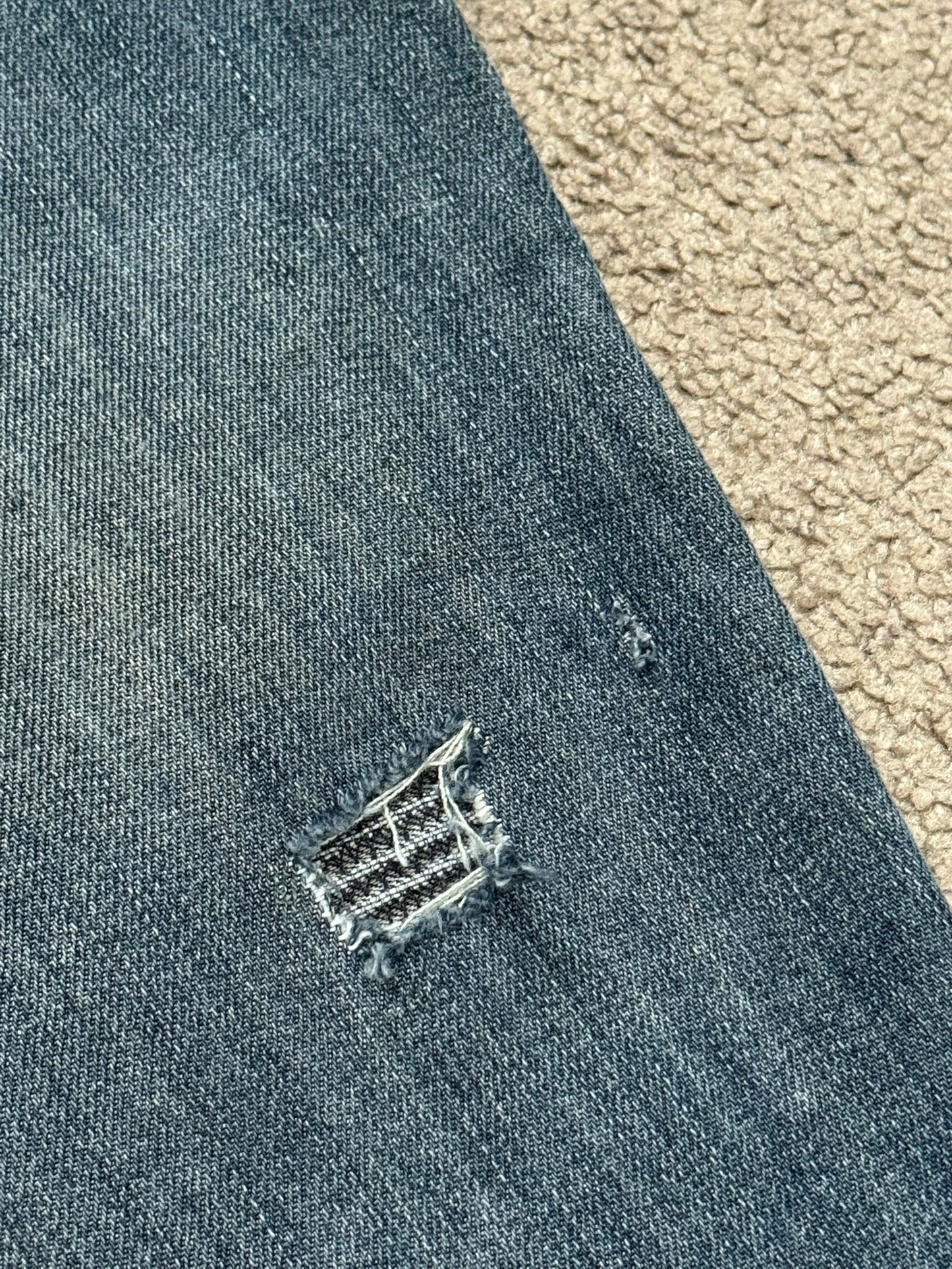 Balmain by Christophe Decarnin Washed Blue Zip Biker Denim Jeans