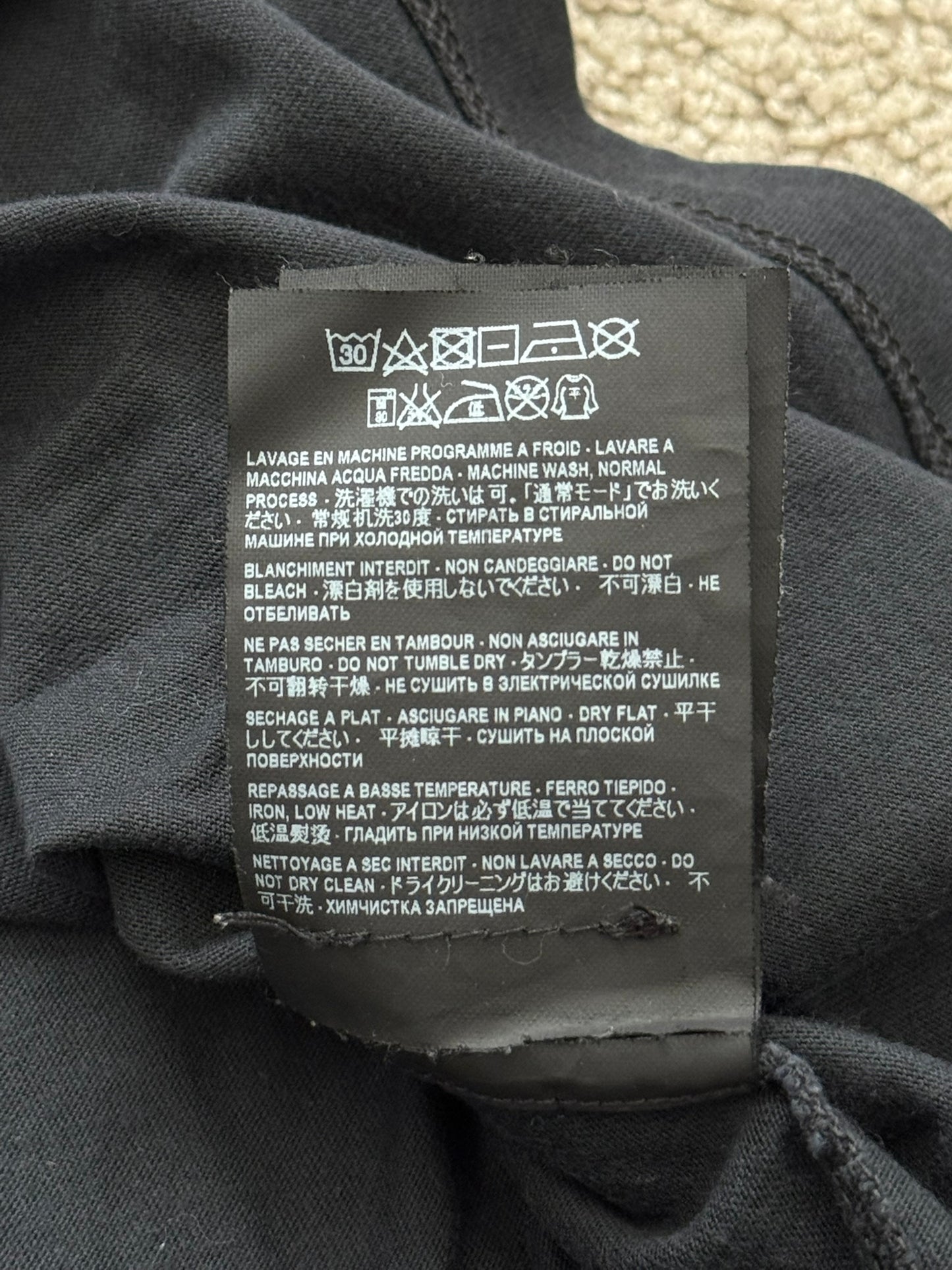 FW15 Saint Laurent By Hedi Slimane Black Embroidered Logo Pocket T Shirt