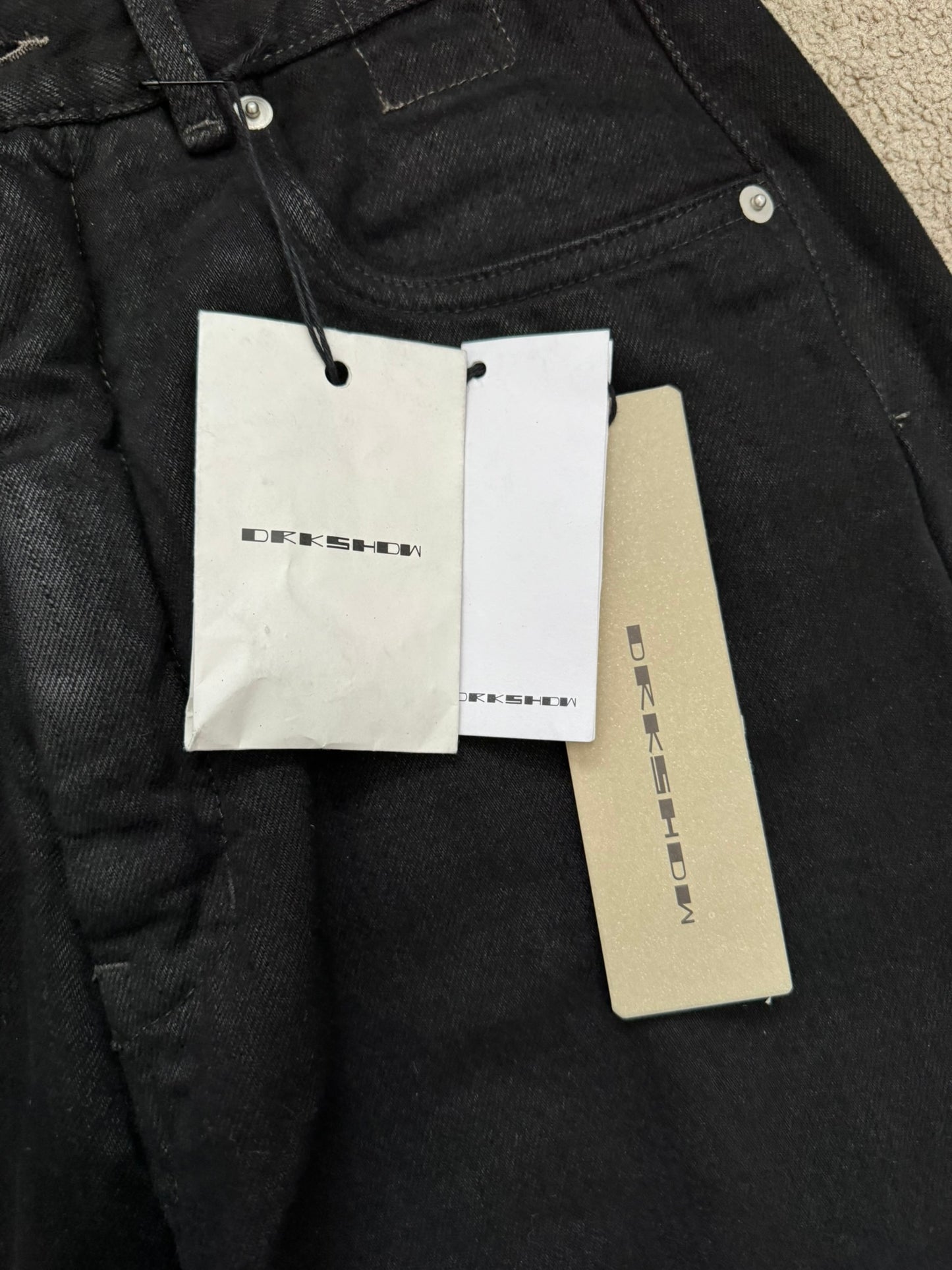 SS23 Rick Owens DRKSHDW Black Waxed Geth Cut Denim Jeans