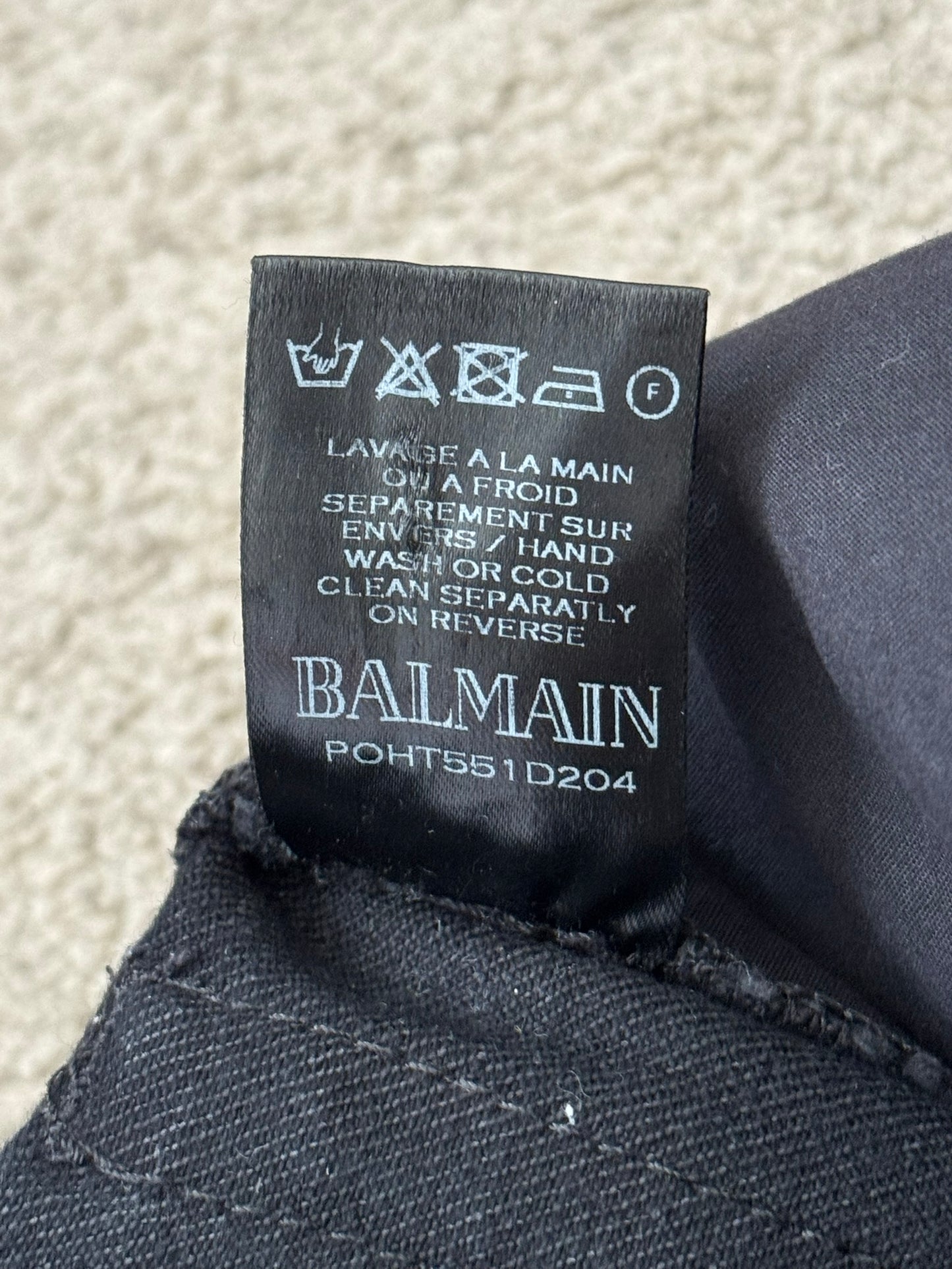 Balmain by Olivier Rousteing Washed Black Zip Biker Denim Jeans