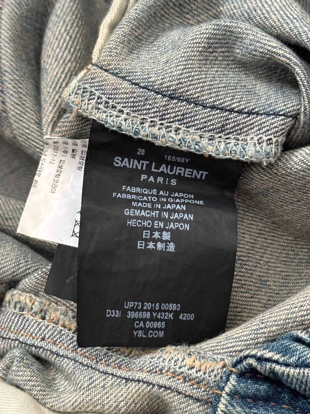 FW15 Saint Laurent by Hedi Slimane Crash Distressed D01 Denim Jeans