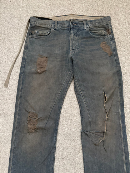 SS09 Rick Owens DRKSHDW Mudwash Distress Detroit Denim Jeans
