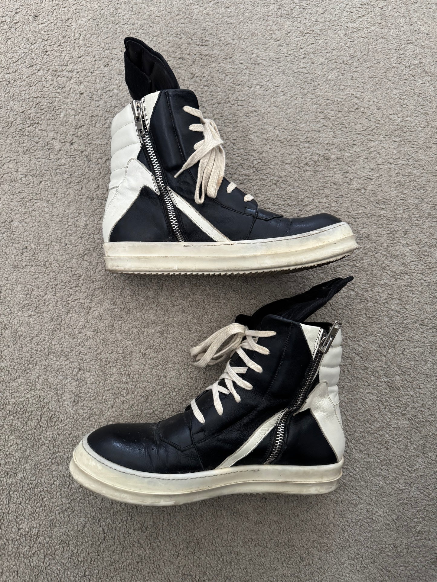 SS14 Rick Owens Black & White Geobasket High Top Sneakers