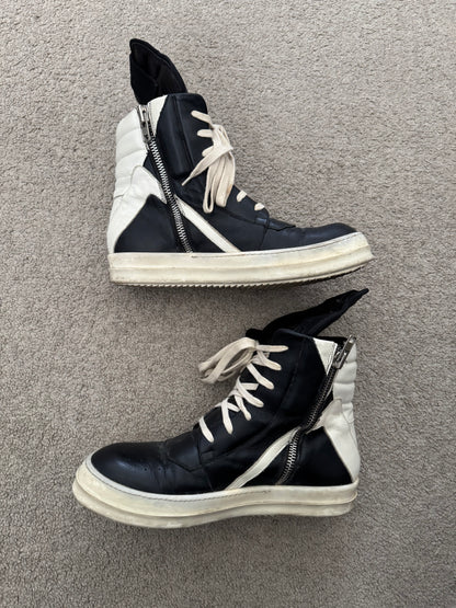 SS14 Rick Owens Black & White Geobasket High Top Sneakers
