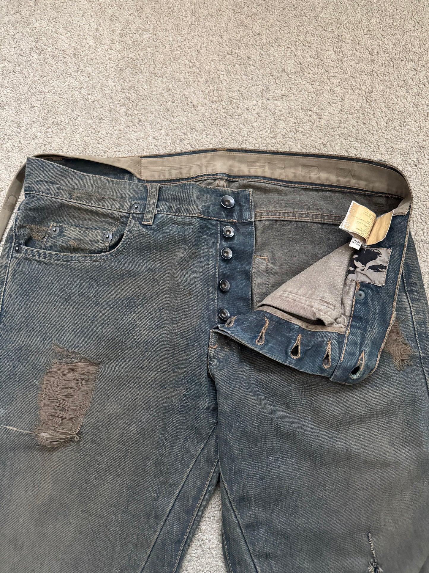 SS09 Rick Owens DRKSHDW Mudwash Distress Detroit Denim Jeans