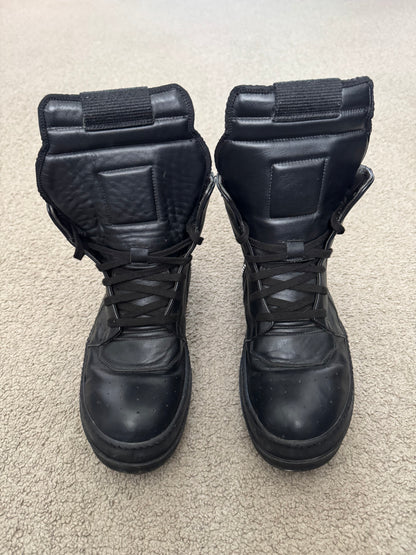 SS14 Rick Owens Triple Black Geobasket High Top Sneakers