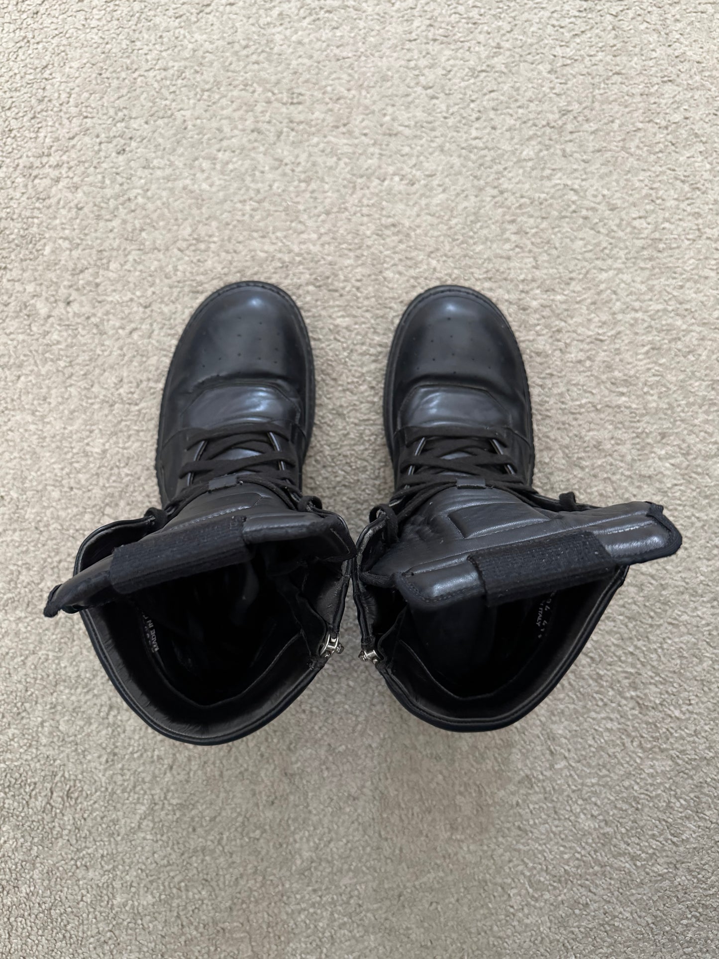 SS14 Rick Owens Triple Black Geobasket High Top Sneakers