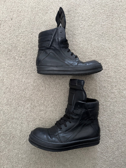 SS14 Rick Owens Triple Black Geobasket High Top Sneakers