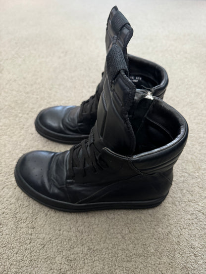SS14 Rick Owens Triple Black Geobasket High Top Sneakers