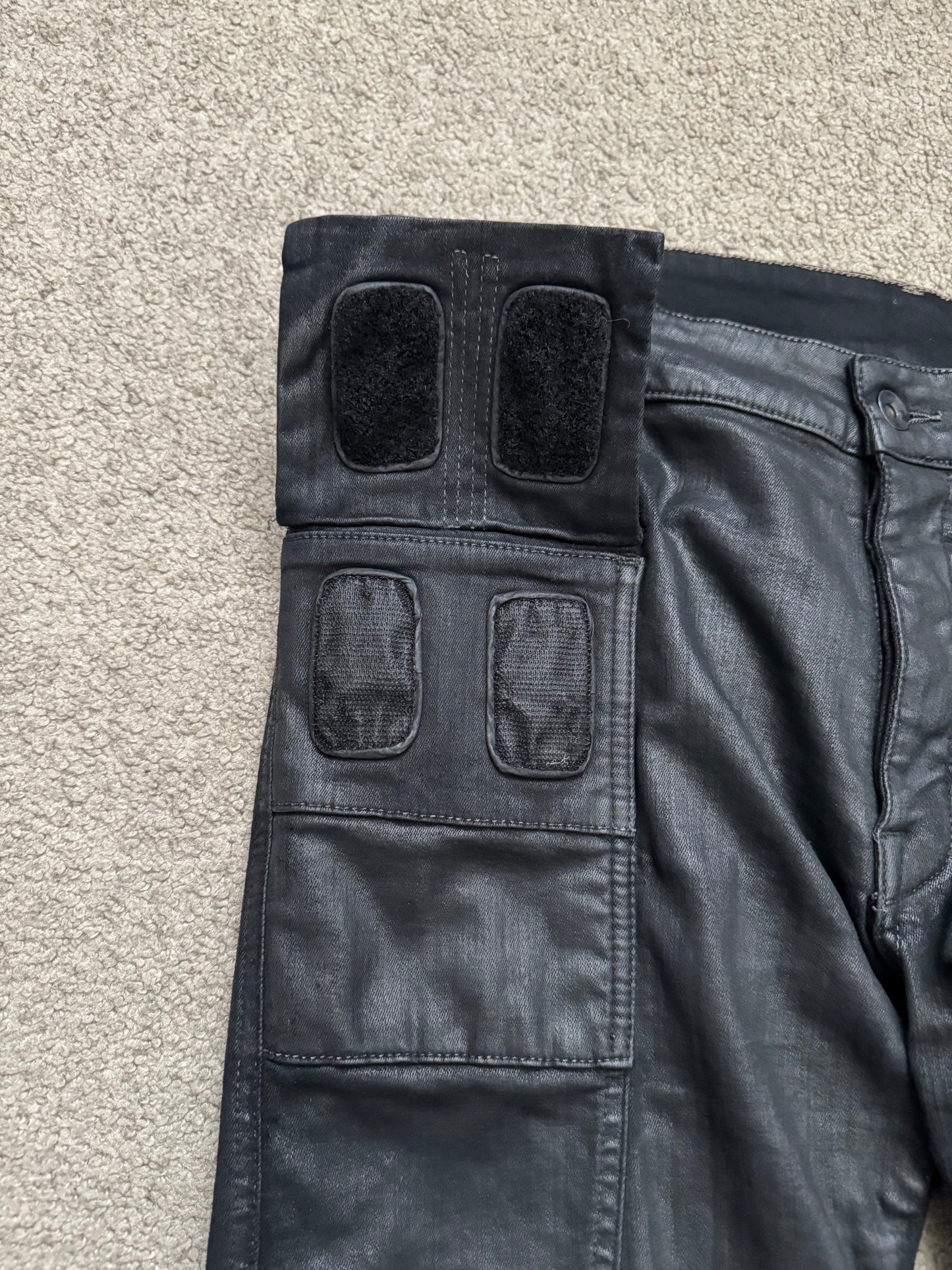 SS17 Rick Owens DRKSHDW Black Waxed Memphis Biker Denim Jeans