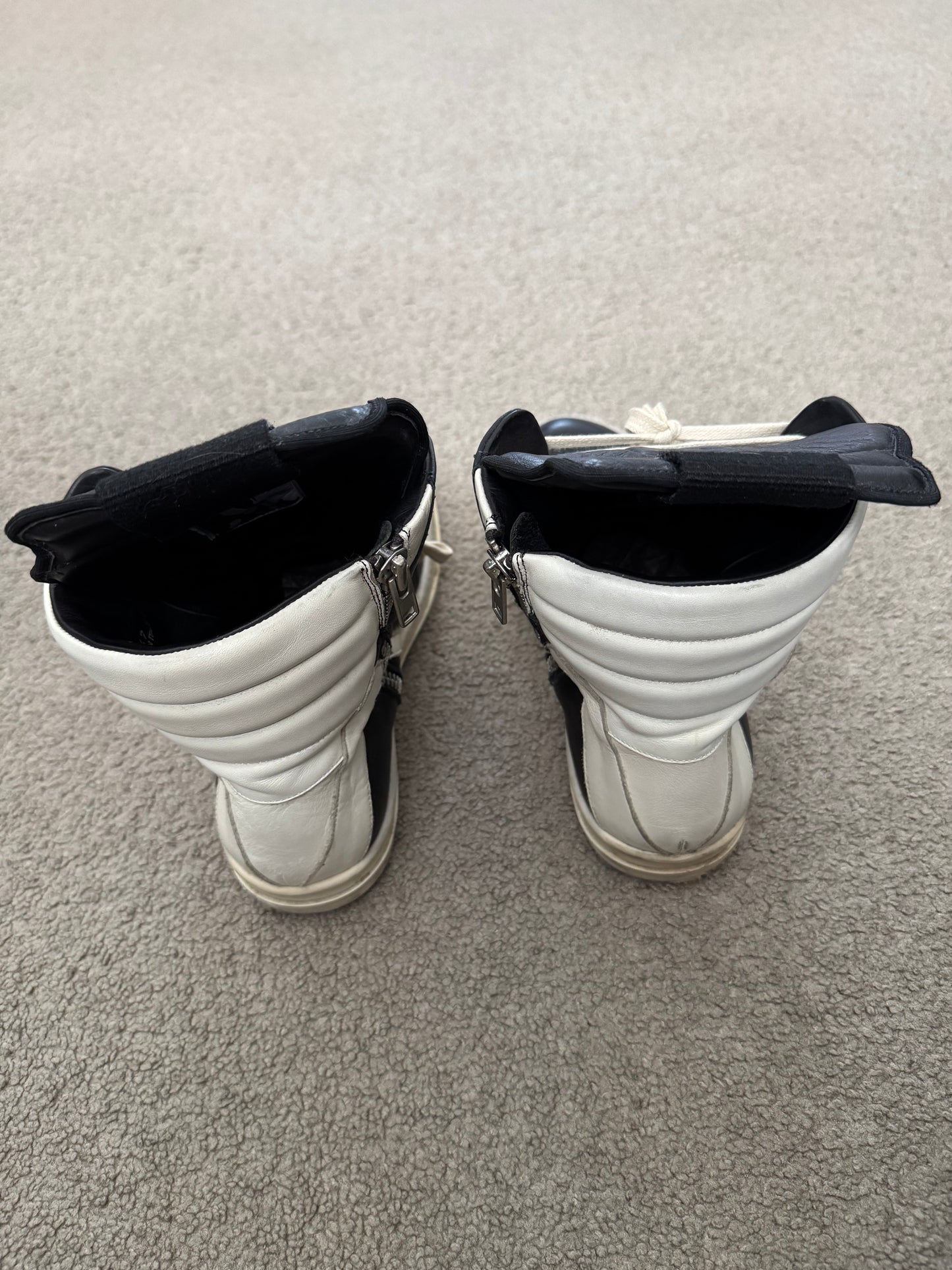 SS14 Rick Owens Black & White Geobasket High Top Sneakers