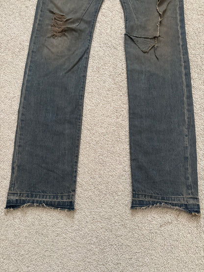 SS09 Rick Owens DRKSHDW Mudwash Distress Detroit Denim Jeans