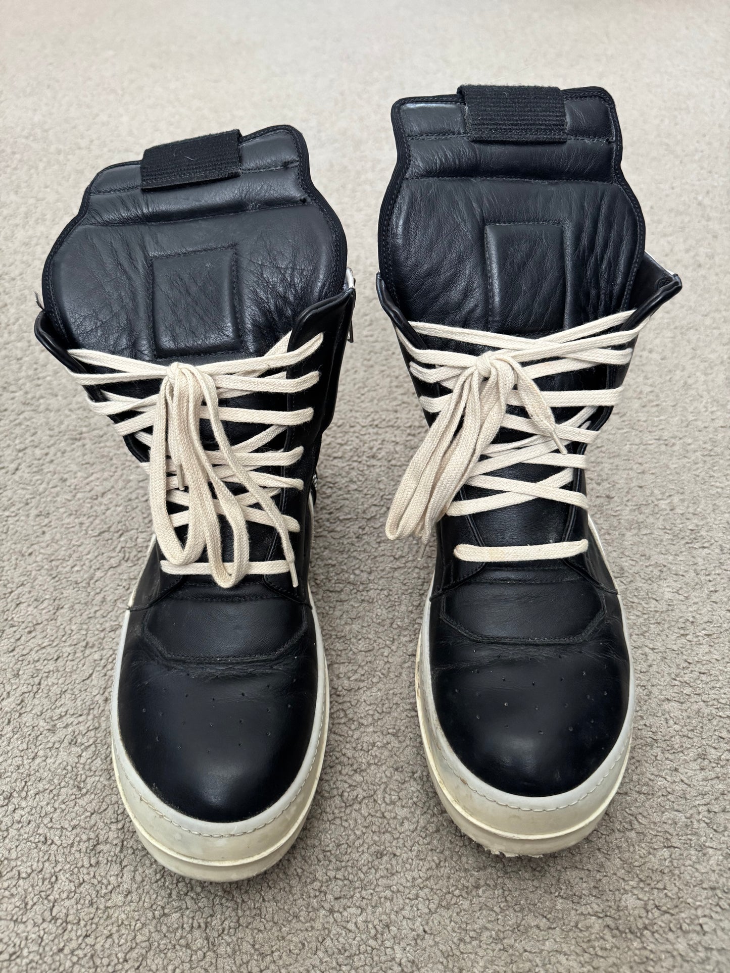 SS14 Rick Owens Black & White Geobasket High Top Sneakers