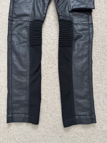 SS17 Rick Owens DRKSHDW Black Waxed Memphis Biker Denim Jeans