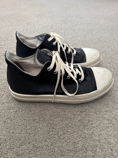 FW21 Rick Owens DRKSHDW Black Waxed Low Ramones Sneakers