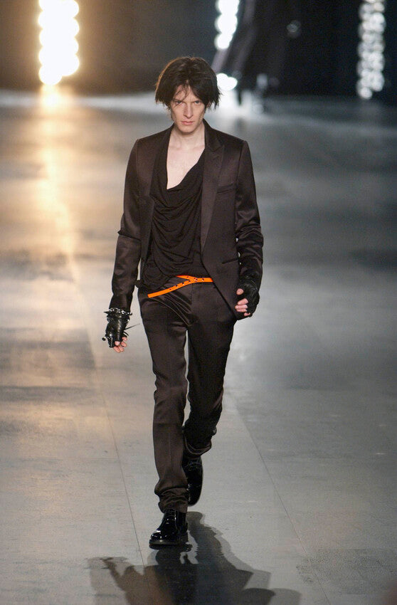 AW03 Dior Homme by Hedi Slimane "Luster" Orange Patent Leather Snap Button Belt