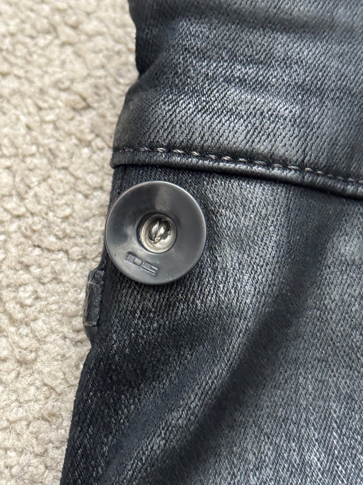 SS17 Rick Owens DRKSHDW Black Waxed Memphis Biker Denim Jeans