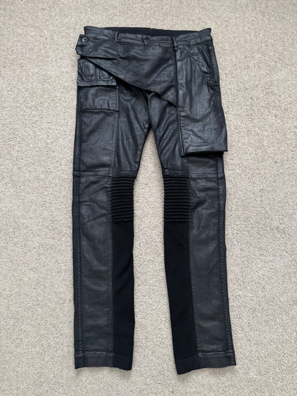 SS17 Rick Owens DRKSHDW Black Waxed Memphis Biker Denim Jeans