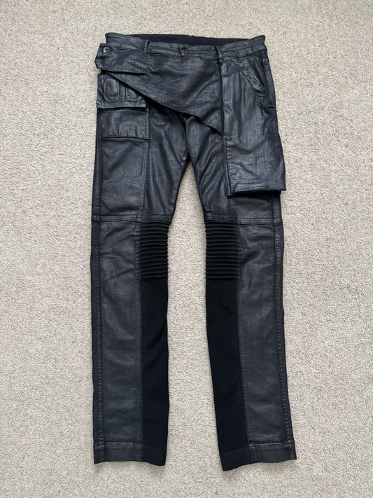 SS17 Rick Owens DRKSHDW Black Waxed Memphis Biker Denim Jeans