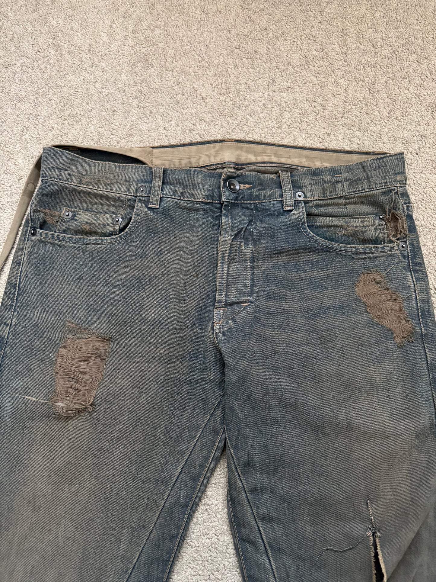 SS09 Rick Owens DRKSHDW Mudwash Distress Detroit Denim Jeans