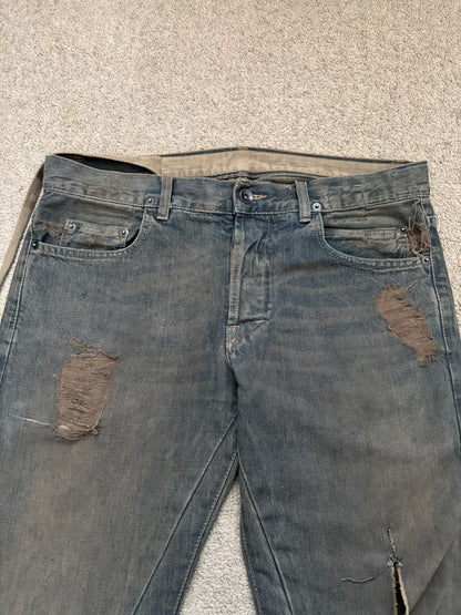SS09 Rick Owens DRKSHDW Mudwash Distress Detroit Denim Jeans