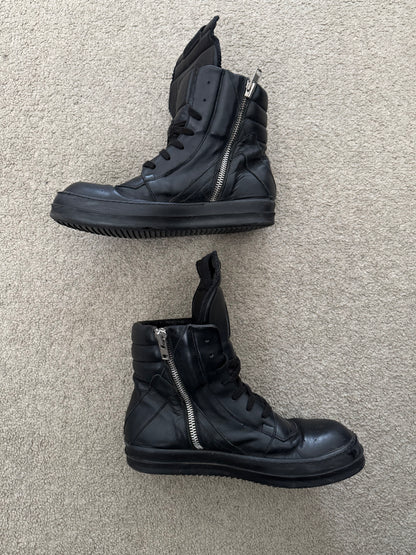 SS14 Rick Owens Triple Black Geobasket High Top Sneakers