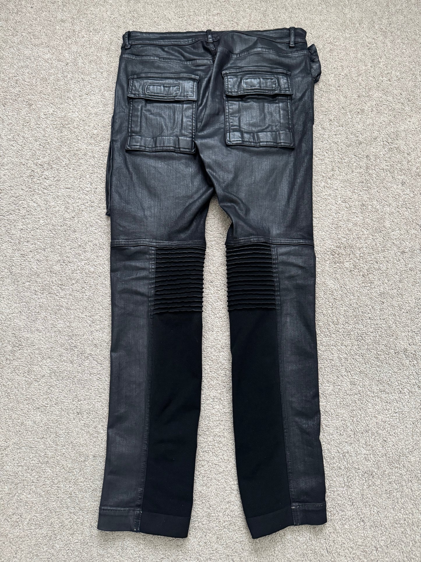 SS17 Rick Owens DRKSHDW Black Waxed Memphis Biker Denim Jeans