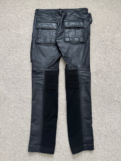 SS17 Rick Owens DRKSHDW Black Waxed Memphis Biker Denim Jeans