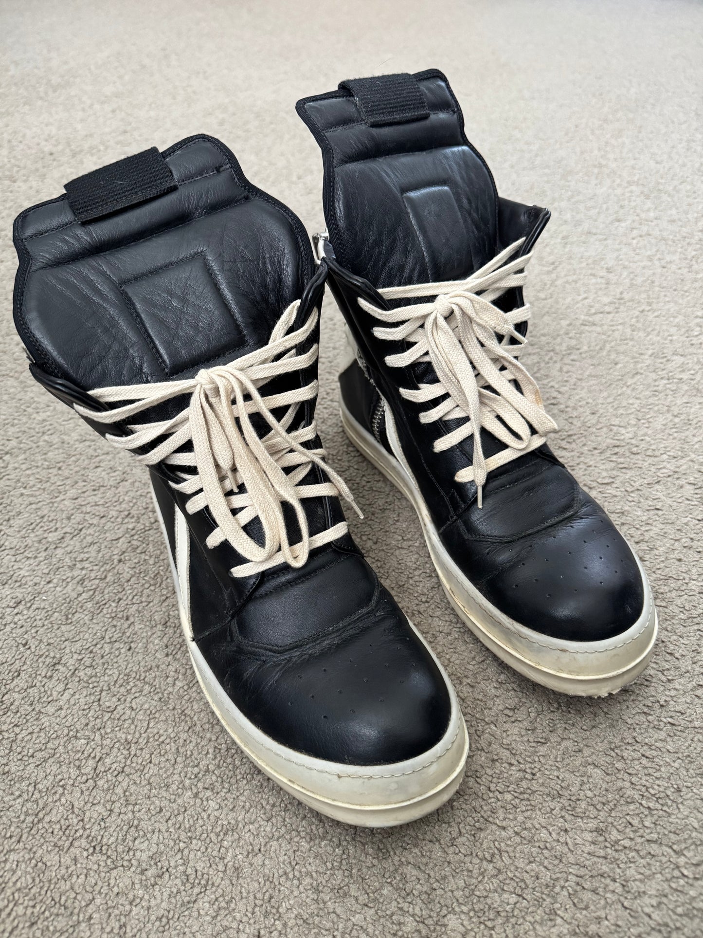 SS14 Rick Owens Black & White Geobasket High Top Sneakers