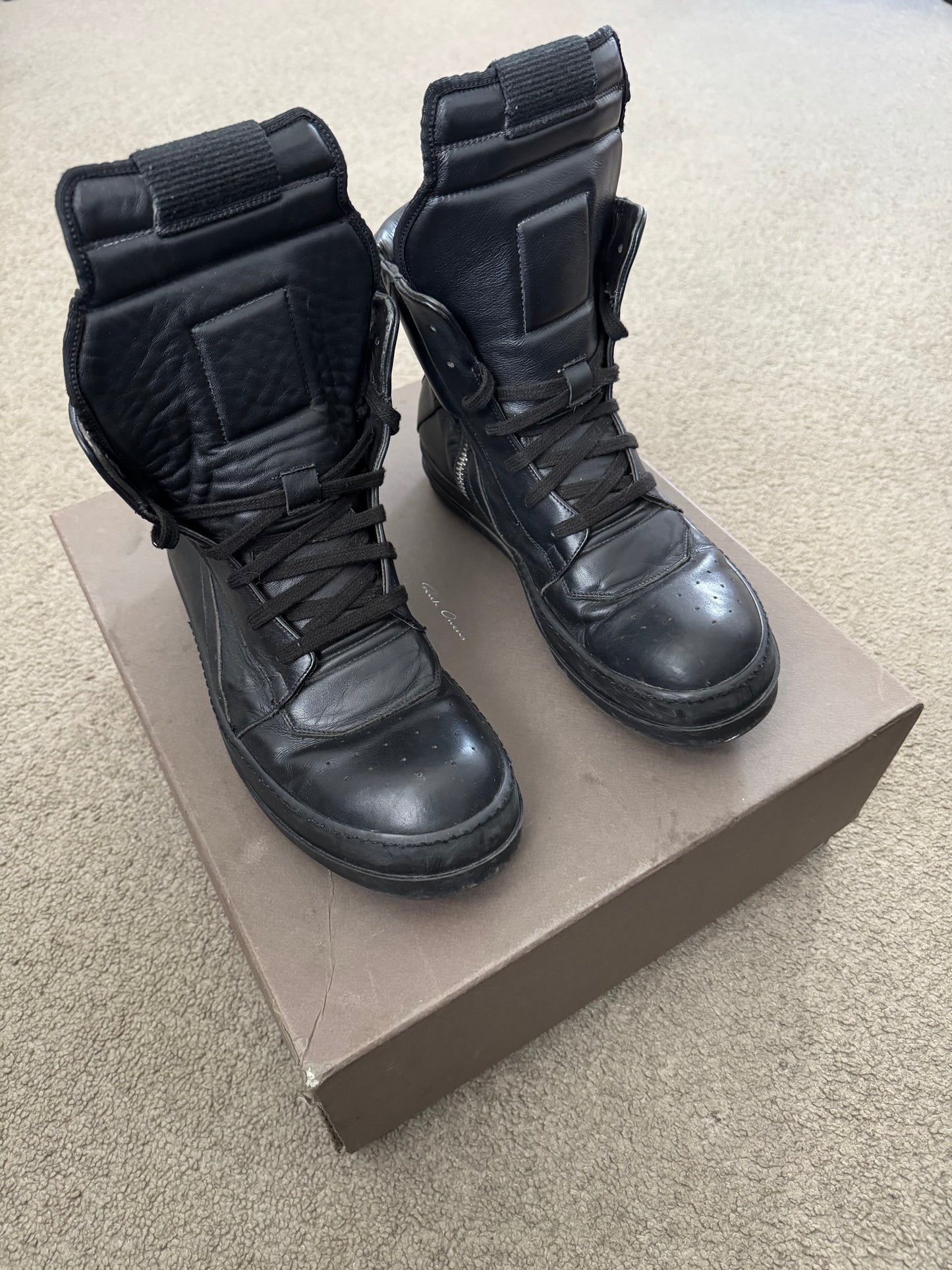 SS14 Rick Owens Triple Black Geobasket High Top Sneakers