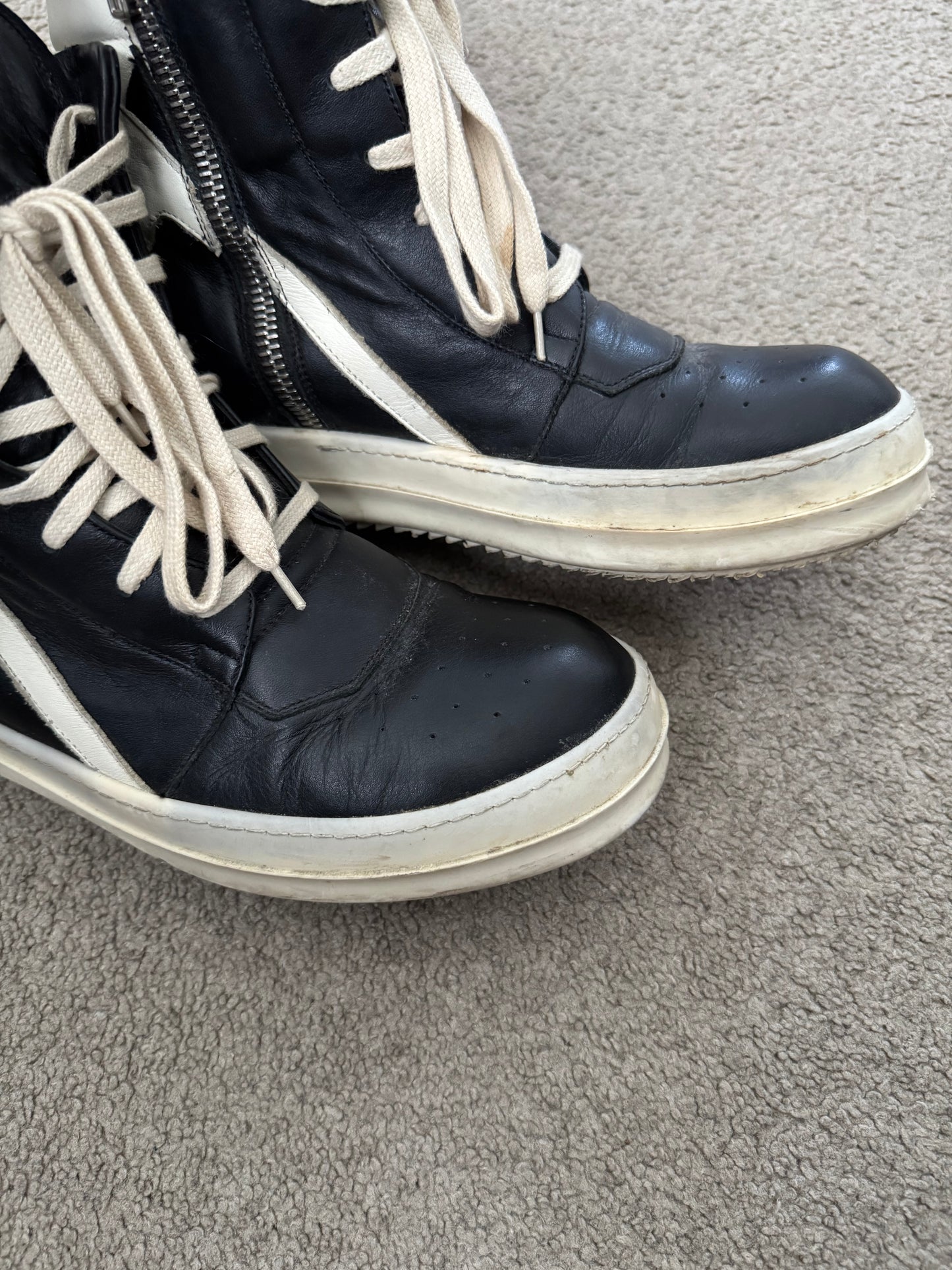SS14 Rick Owens Black & White Geobasket High Top Sneakers